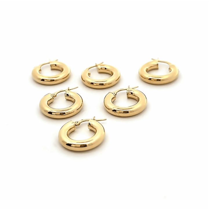 Small Gold Tube Hoop Earrings - okonii