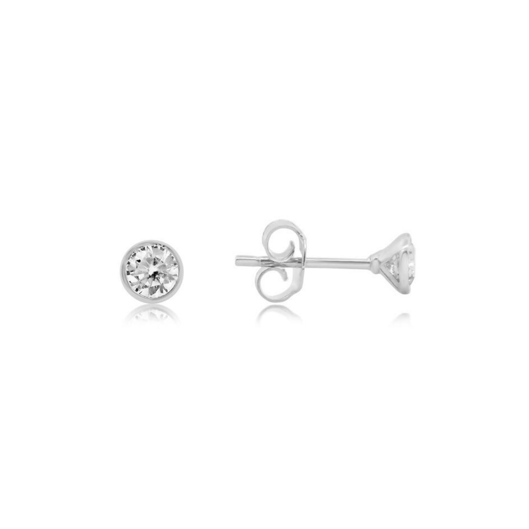 Gold Bezel Stud Earrings - okonii