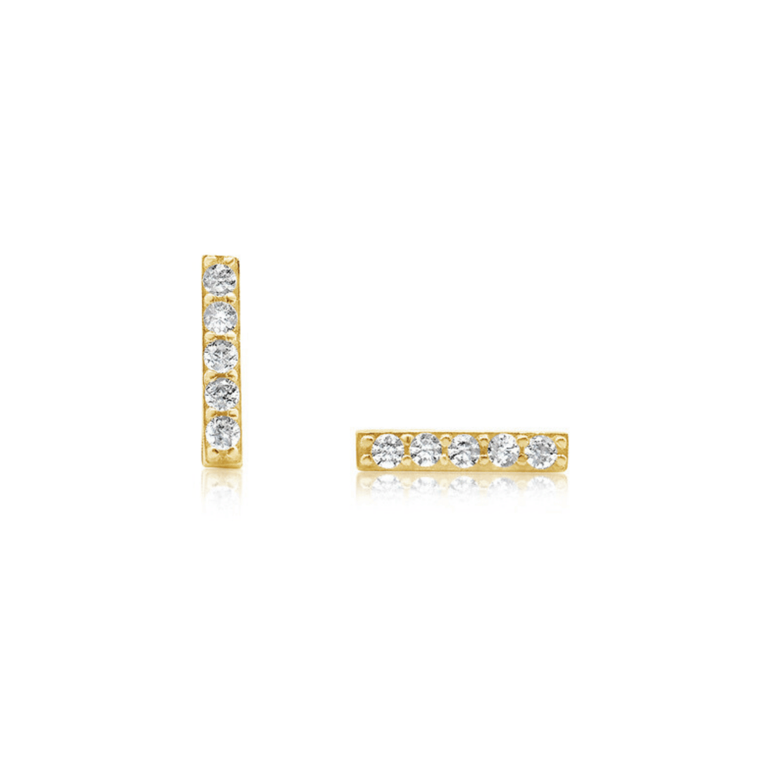 Gold Bar Stud Earrings - okonii