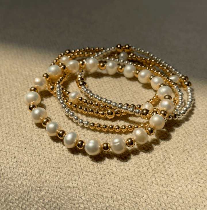 Multi Pearl Stretch Bracelet - okonii