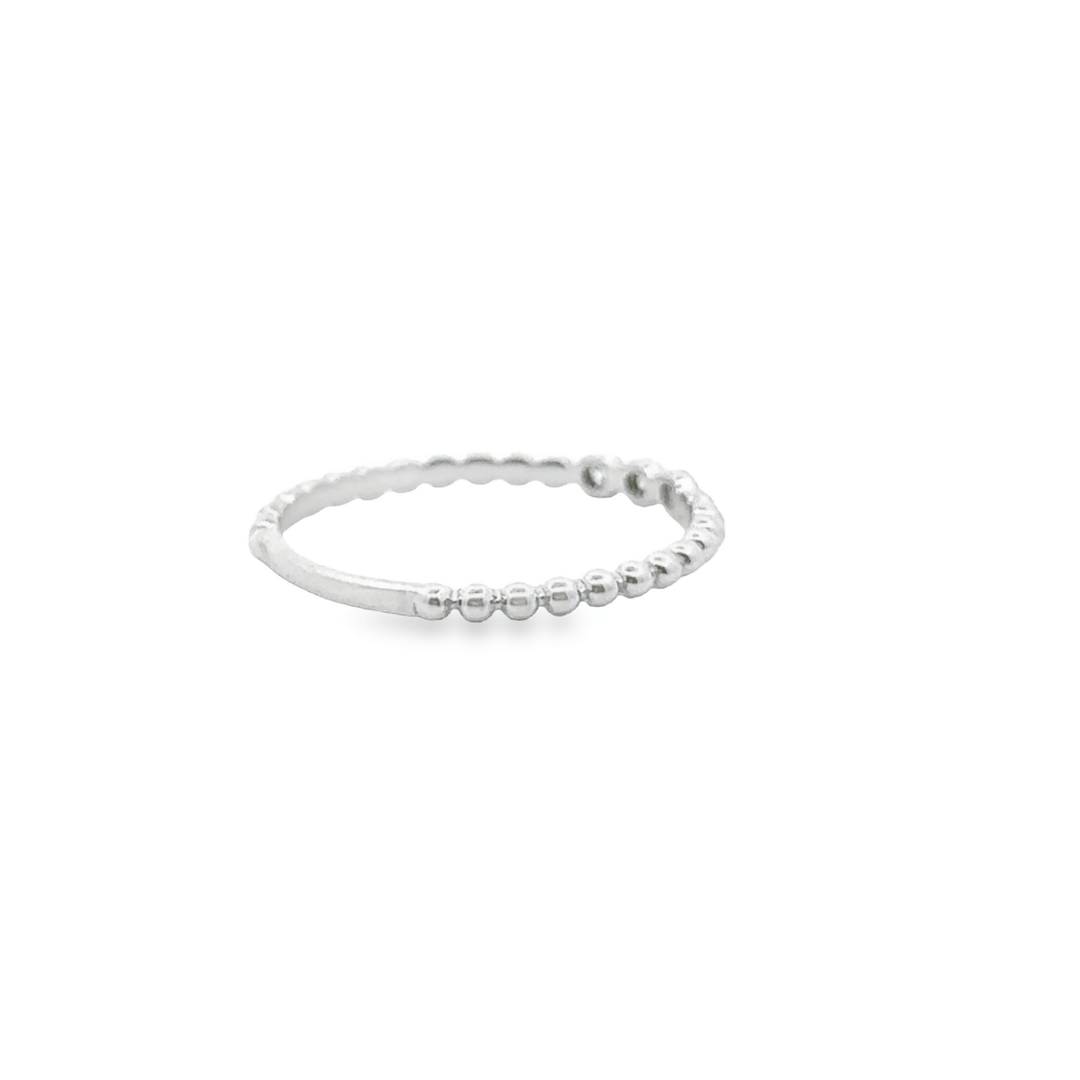 White Gold Beaded Sparkle Ring - okonii