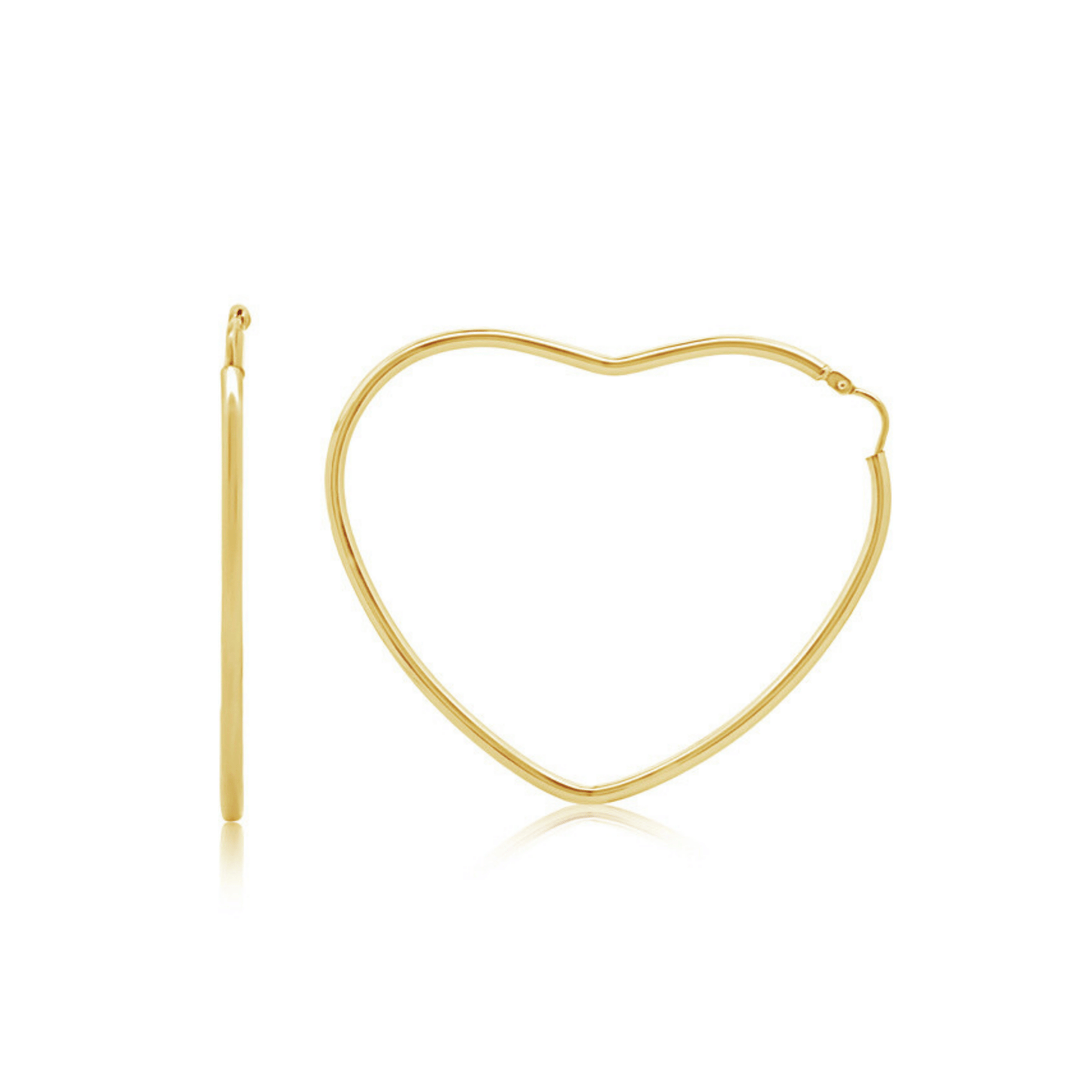 Gold Large Heart Hoop Earrings - okonii