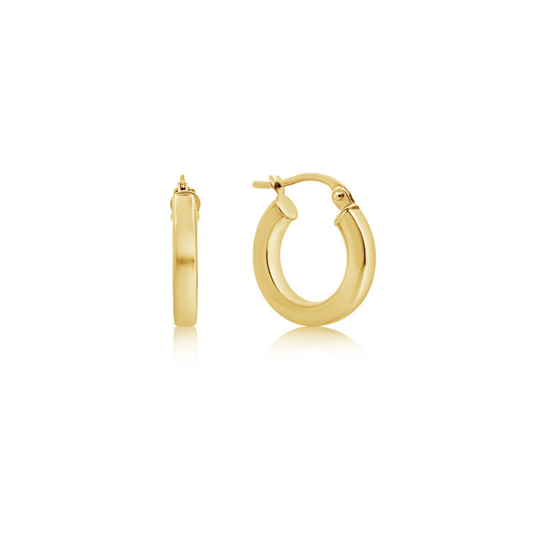 Mini Gold Squared Huggie Earrings - okonii