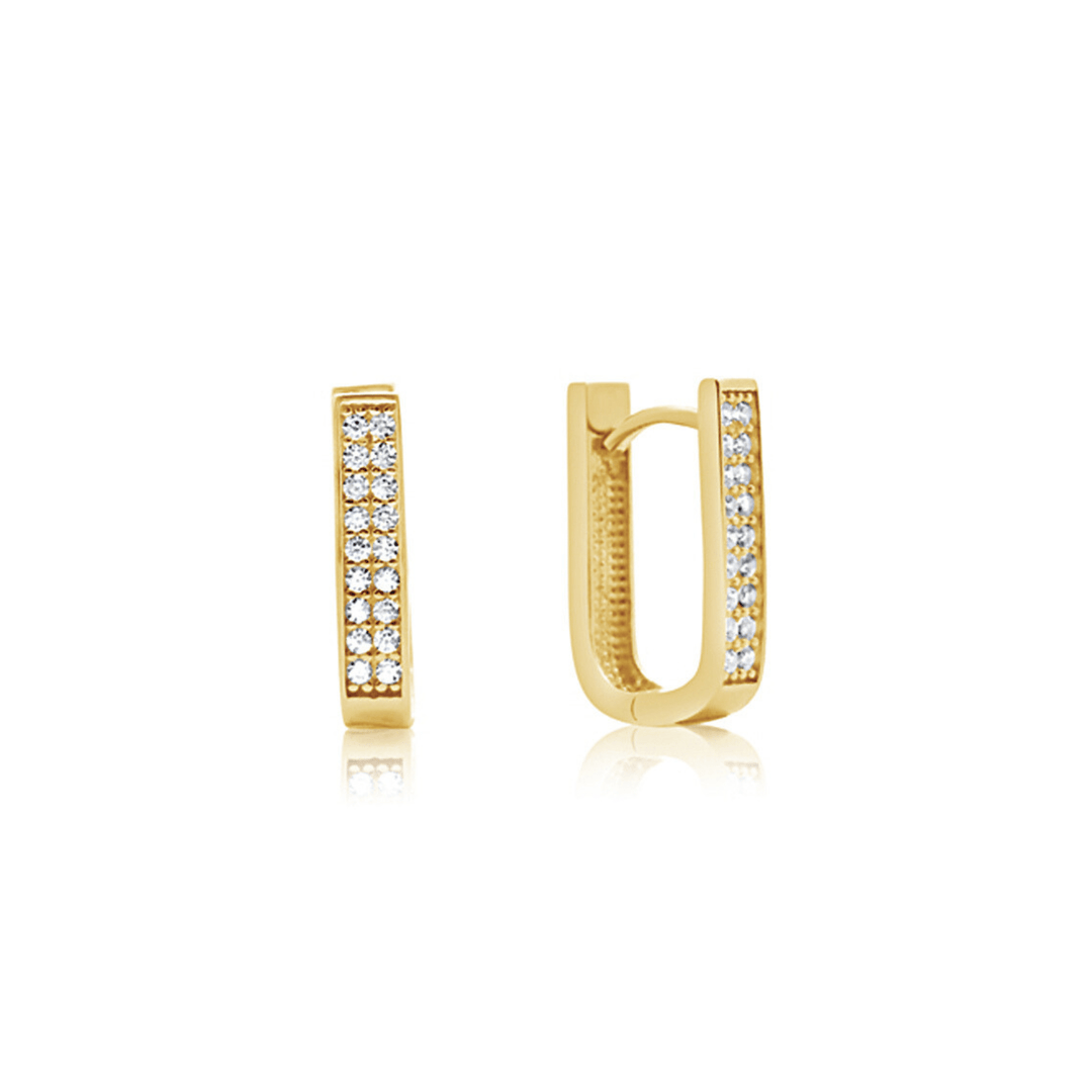 Gold Sparkle Rectangular Hoop Earrings - okonii