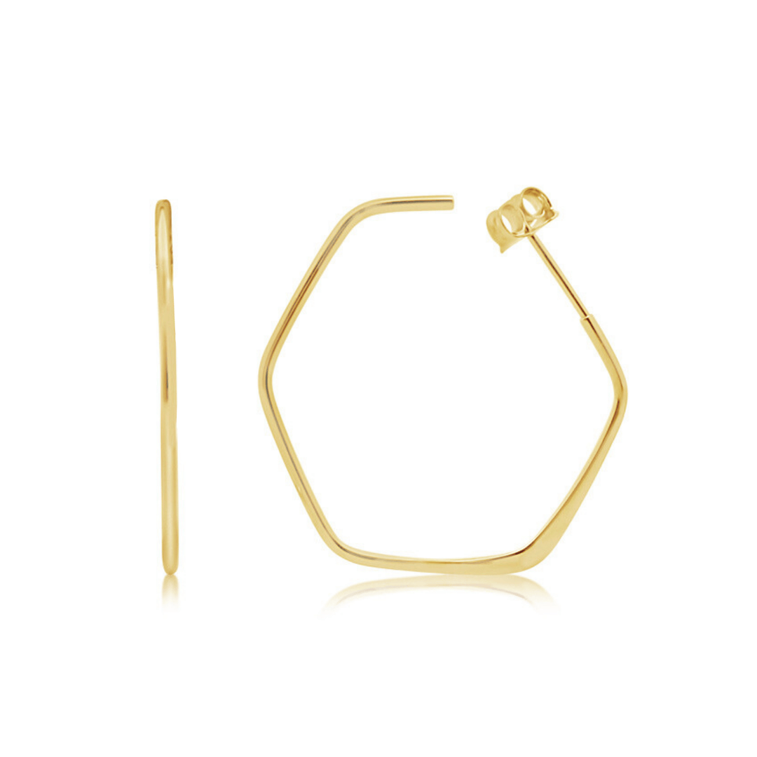 Gold Geometric Hoop Earrings - okonii