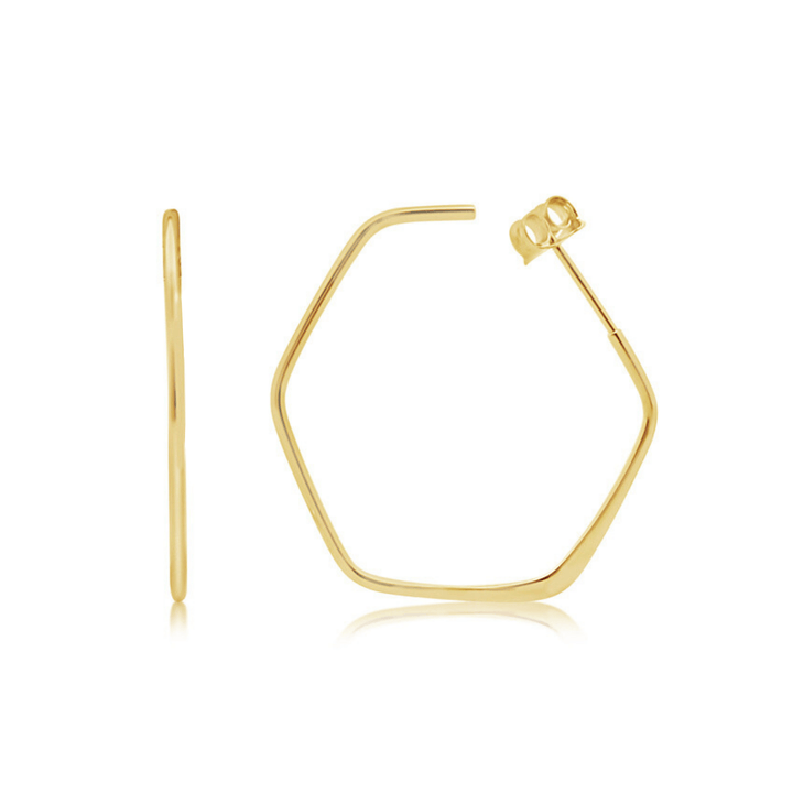 Gold Geometric Hoop Earrings - okonii