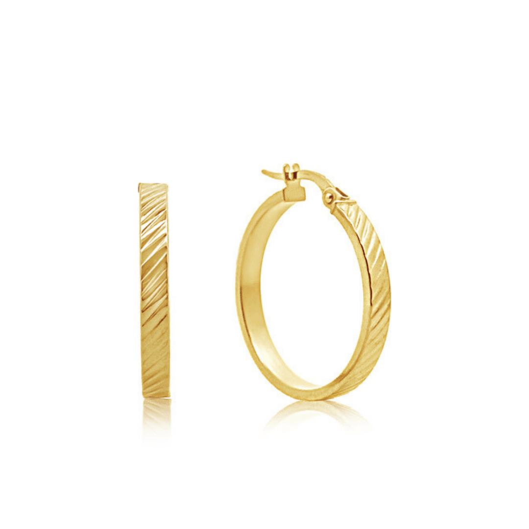 Gold Line Ridge Hoop Earrings - okonii