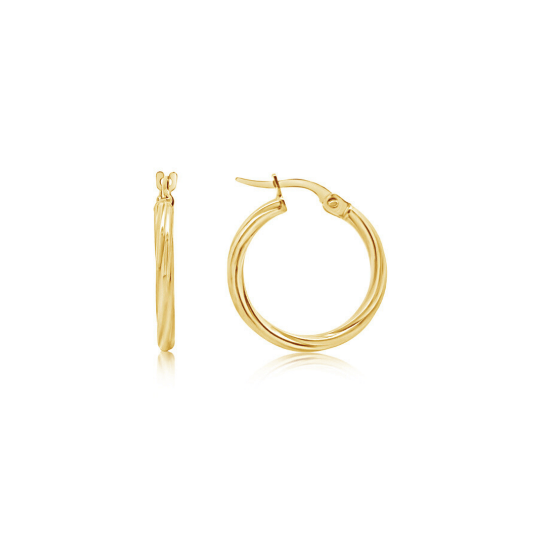 Small Gold Twist Hoop Earrings - okonii