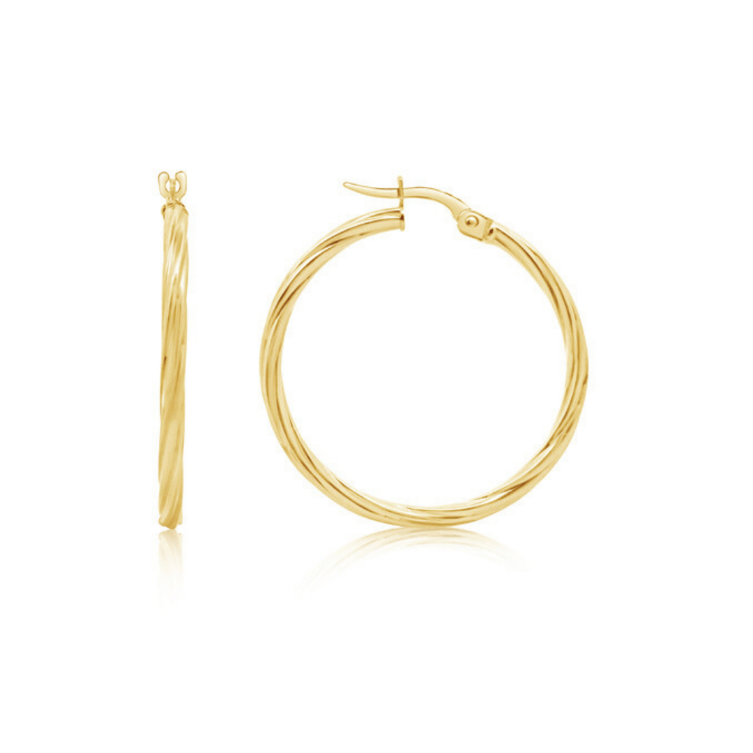 10KT Yellow Gold Twist Hoop - okonii