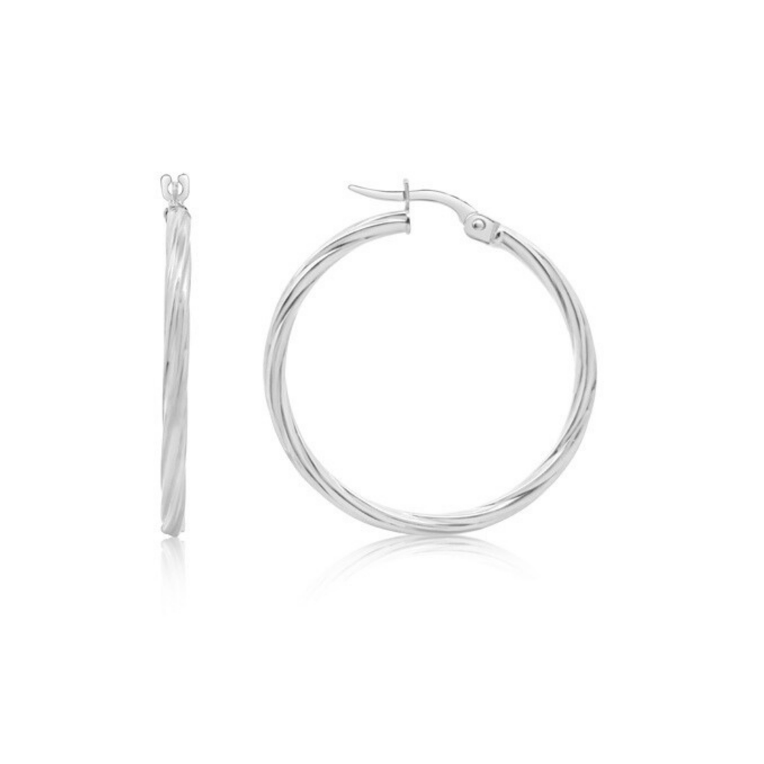 Gold Twist Hoop Earrings - okonii