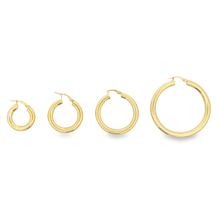 Small Gold Tube Hoop Earrings - okonii