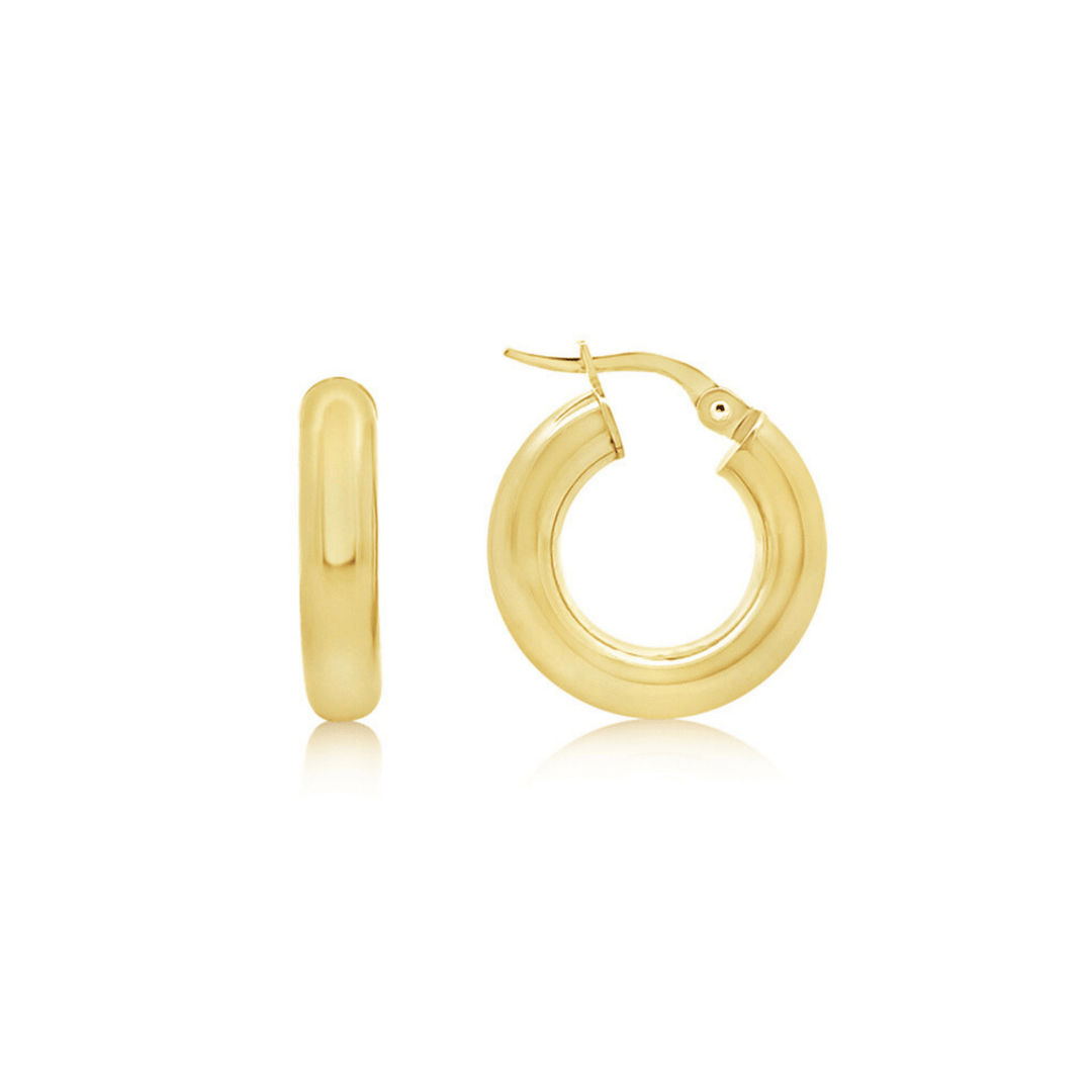 Mini Gold Tube Huggie Earrings - okonii