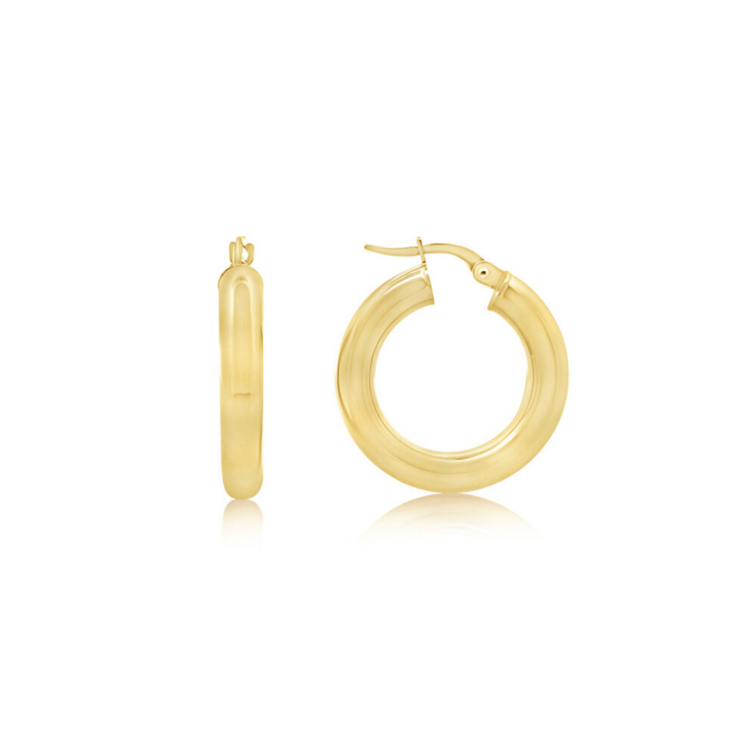 Small Gold Tube Hoop Earrings - okonii