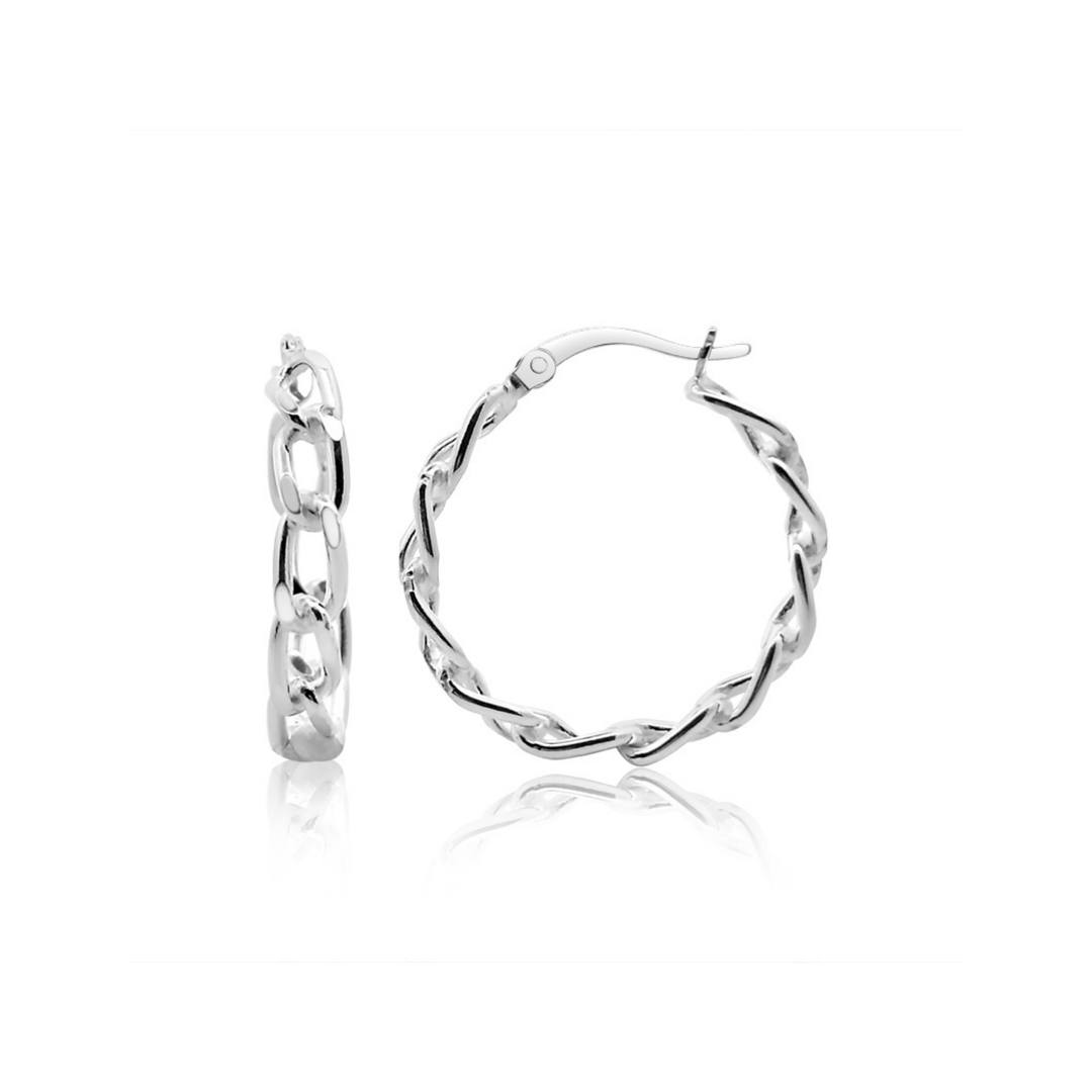 Sterling Silver Curb Hoop - okonii