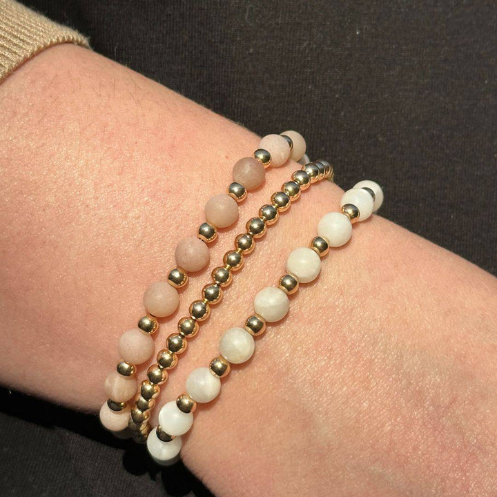 Blush Moonstone Stretch Bracelet - okonii