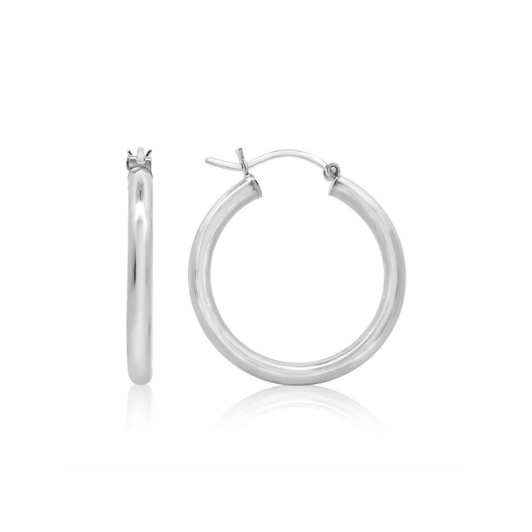 Sterling Silver Medium Tube Hoop Earrings - okonii