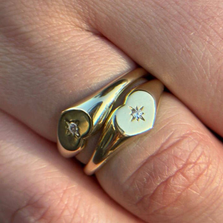 Gold Sunburst Heart Ring - okonii