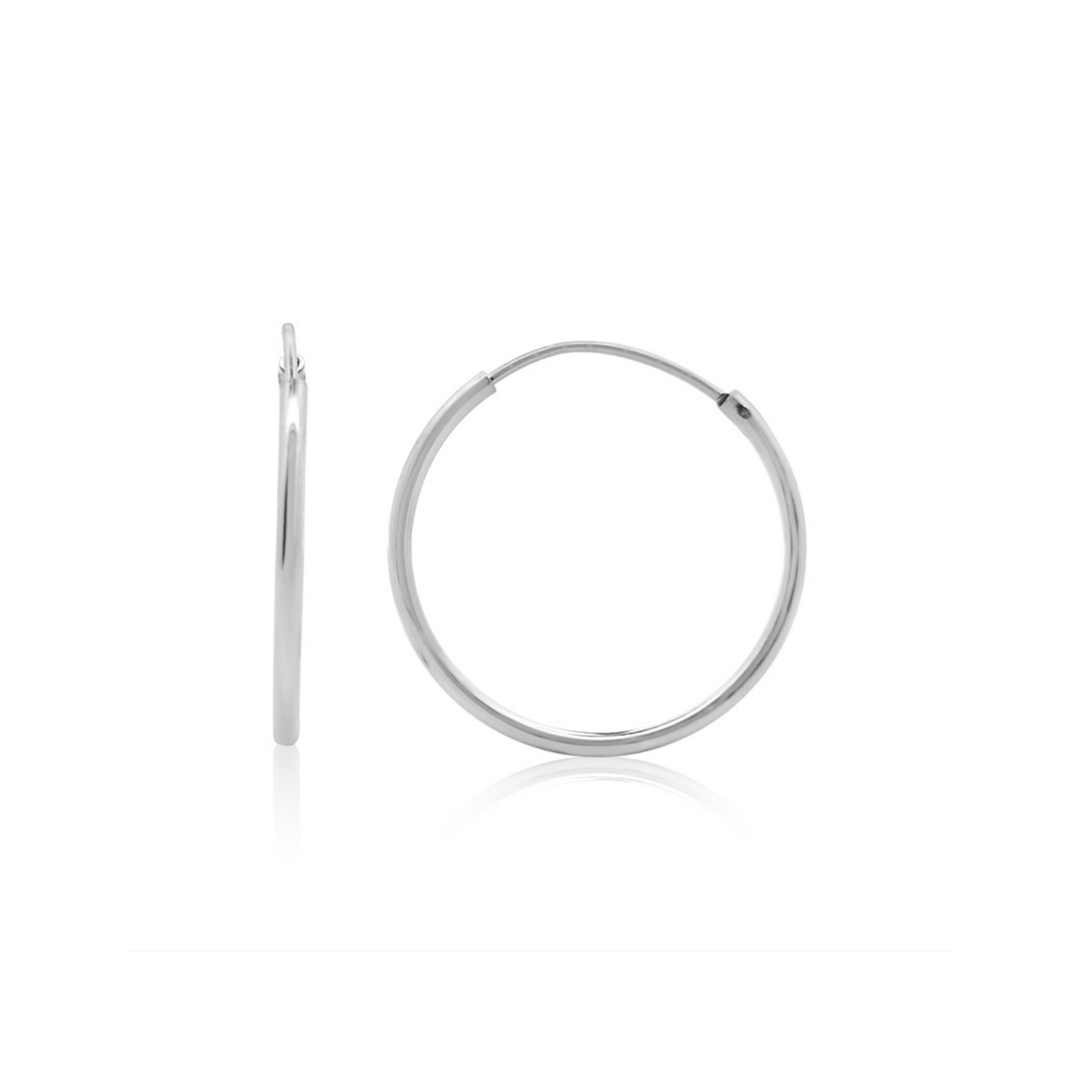 Sterling Silver Medium Endless Hoop Earrings - okonii