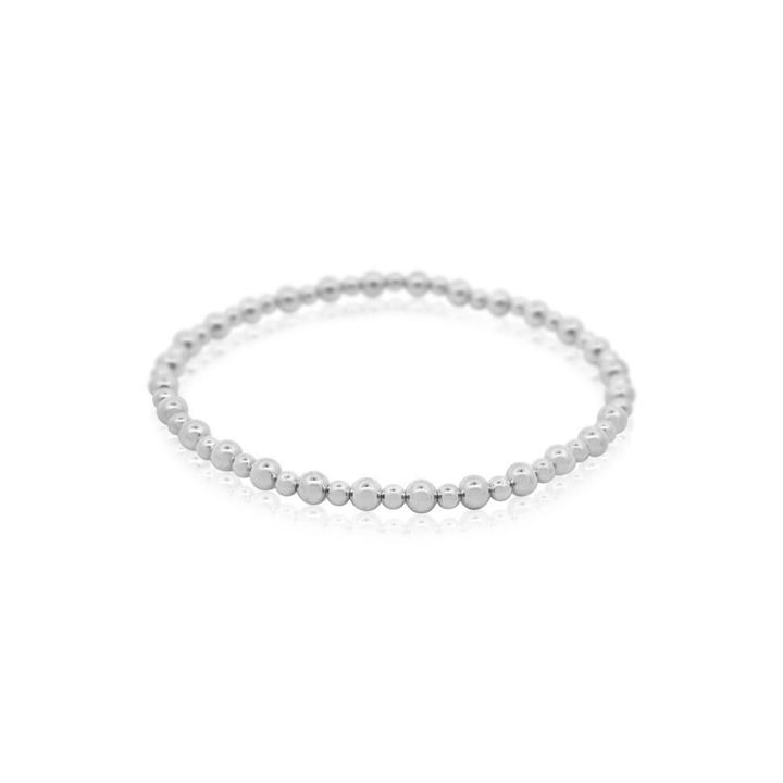 Silver Stretch Beaded Bracelet - okonii