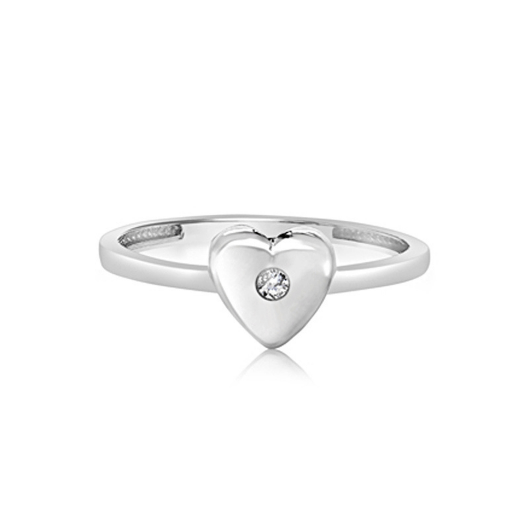 White Gold Heart Ring - okonii