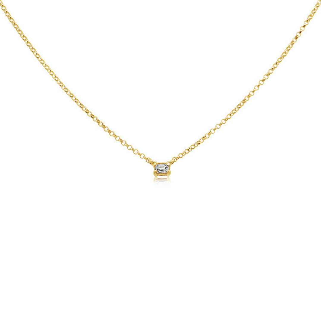 Lab Diamond Emerald Cut Necklace - okonii