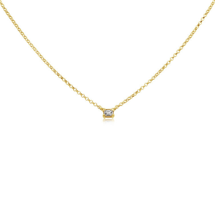 Lab Diamond Emerald Cut Necklace - okonii