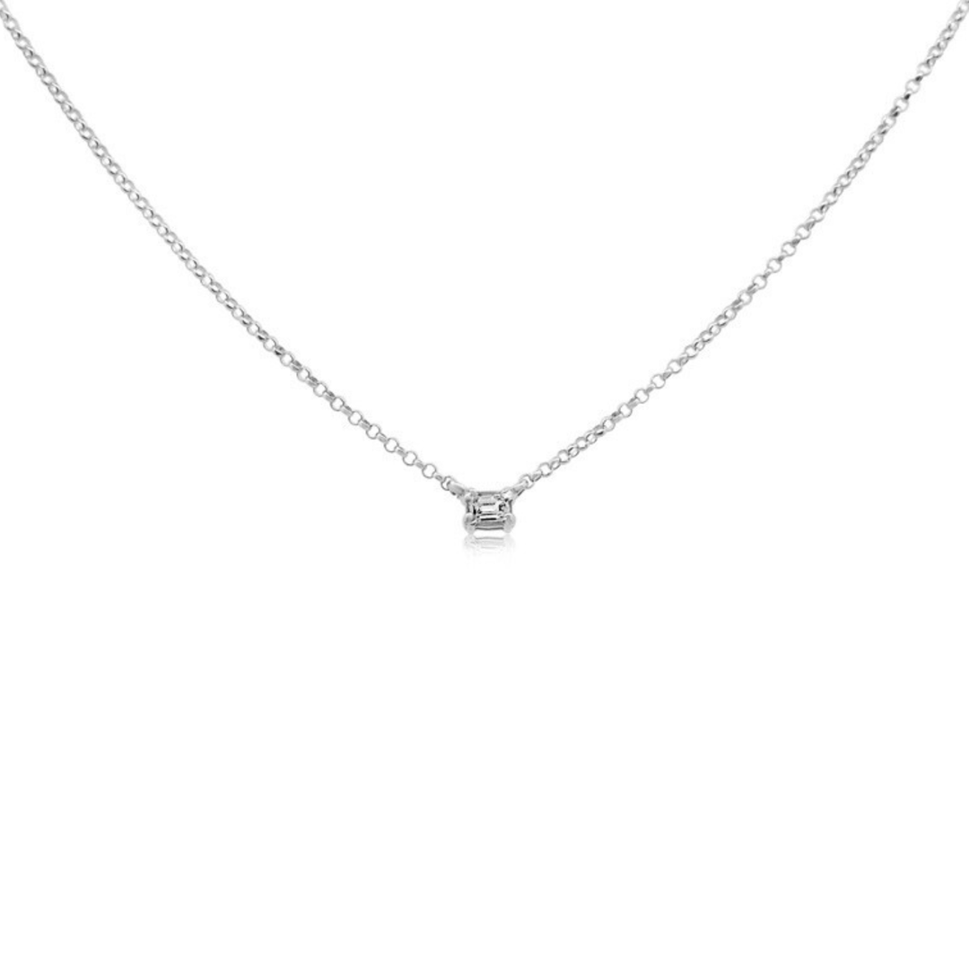 Lab Diamond Emerald Cut Necklace - okonii