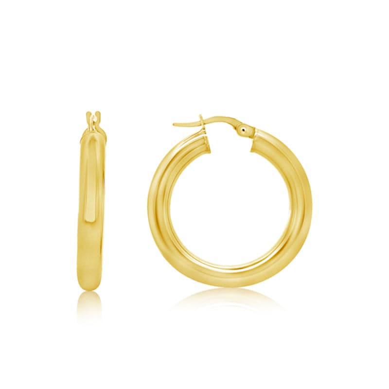 Medium Gold Tube Hoop Earrings - okonii