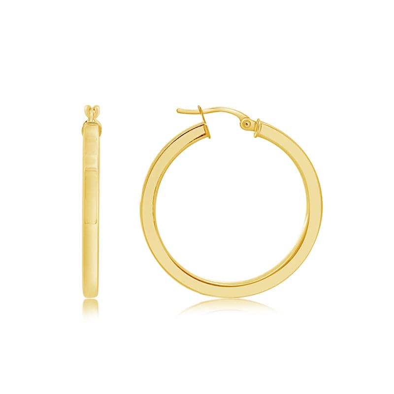 Gold Squared Hoop Earrings - okonii