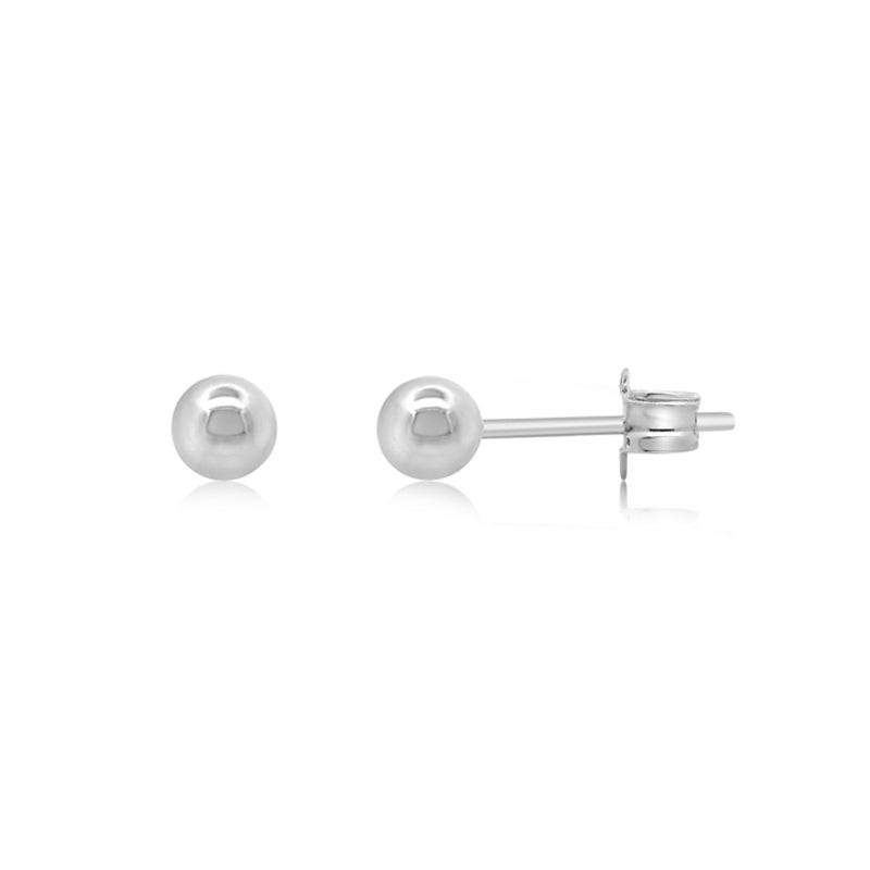 Silver Bead Stud Earrings - okonii