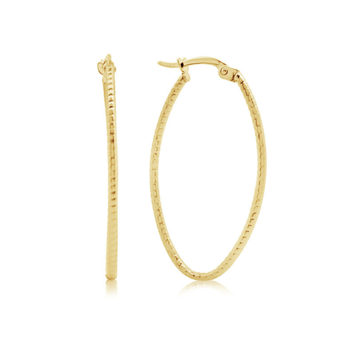 Gold Oval Ridge Hoops - okonii