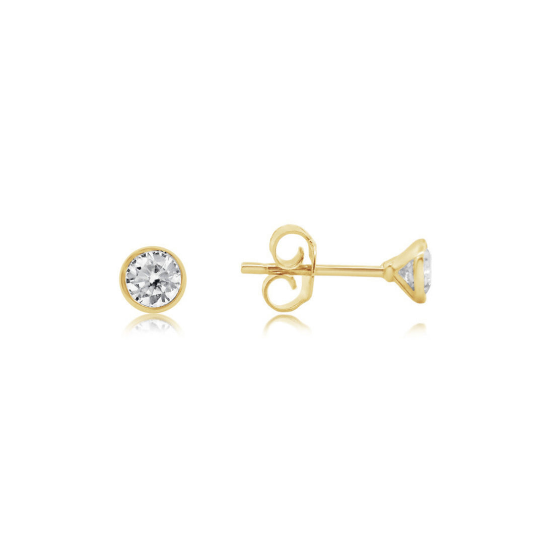 Gold Bezel Stud Earrings - okonii