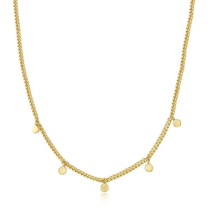 Gold Plated Circle Drop Necklace - okonii