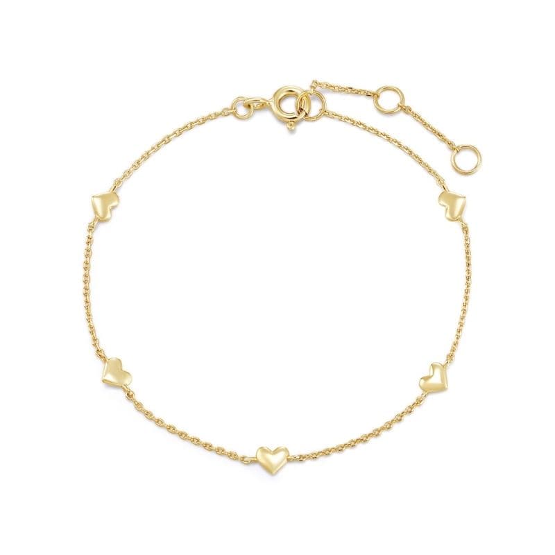 Flat Multi Heart Chain Bracelet - okonii